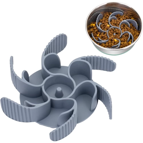 Keegud Slow Feeder Dog Bowls Insert [36 Octopus Suction Cups] Super Firm Eating Bowl [Cuttable] for Large Breed and Medium Size Compatible with Regular Elevated (Turbine)
