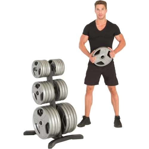 Fitness Reality X-Class Olympic Weight Tree - Heavy-Duty Bumper Plate Rack for Home Gym - Chrome Storage Posts - Includes 2 Barbell Holders - 1,000 Lb. Capacity